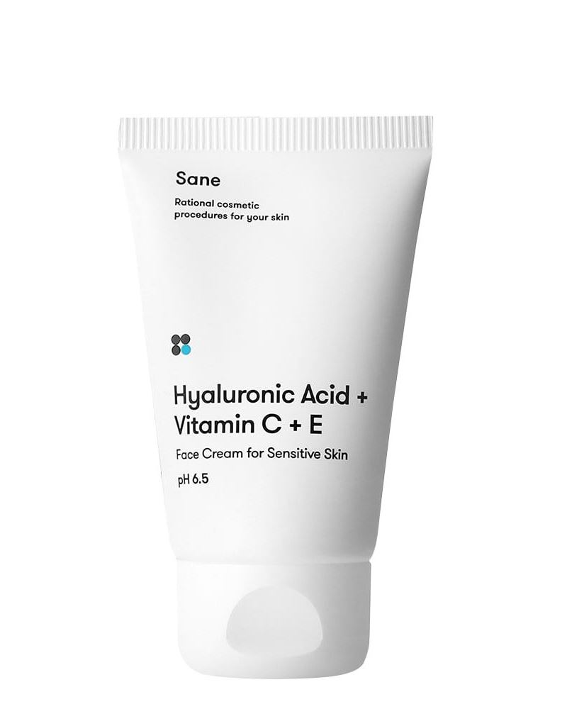 Krem do wrażliwej skóry twarzy z kwasem hialuronowym + witamina C + E Sane 40 ml